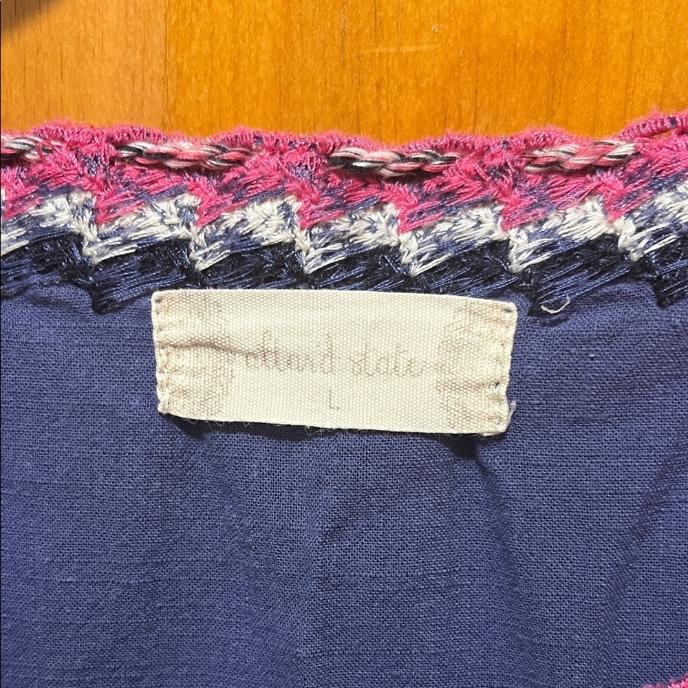 Altar'd State Navy Floral Embroidered Blouse - Picture 2 of 6